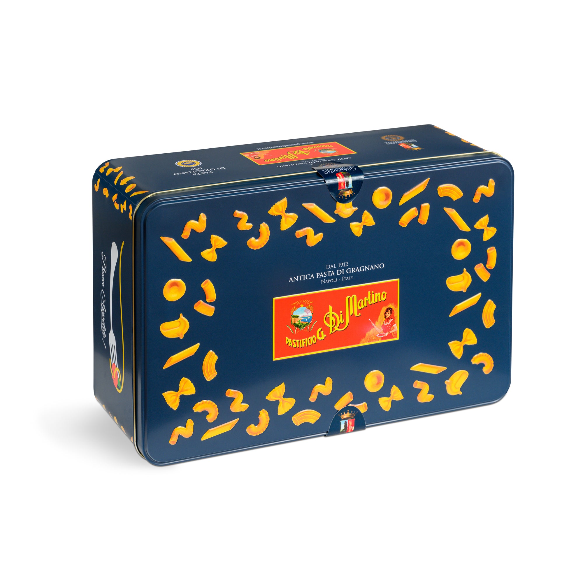 Blue Pasta tin box (classic shapes)